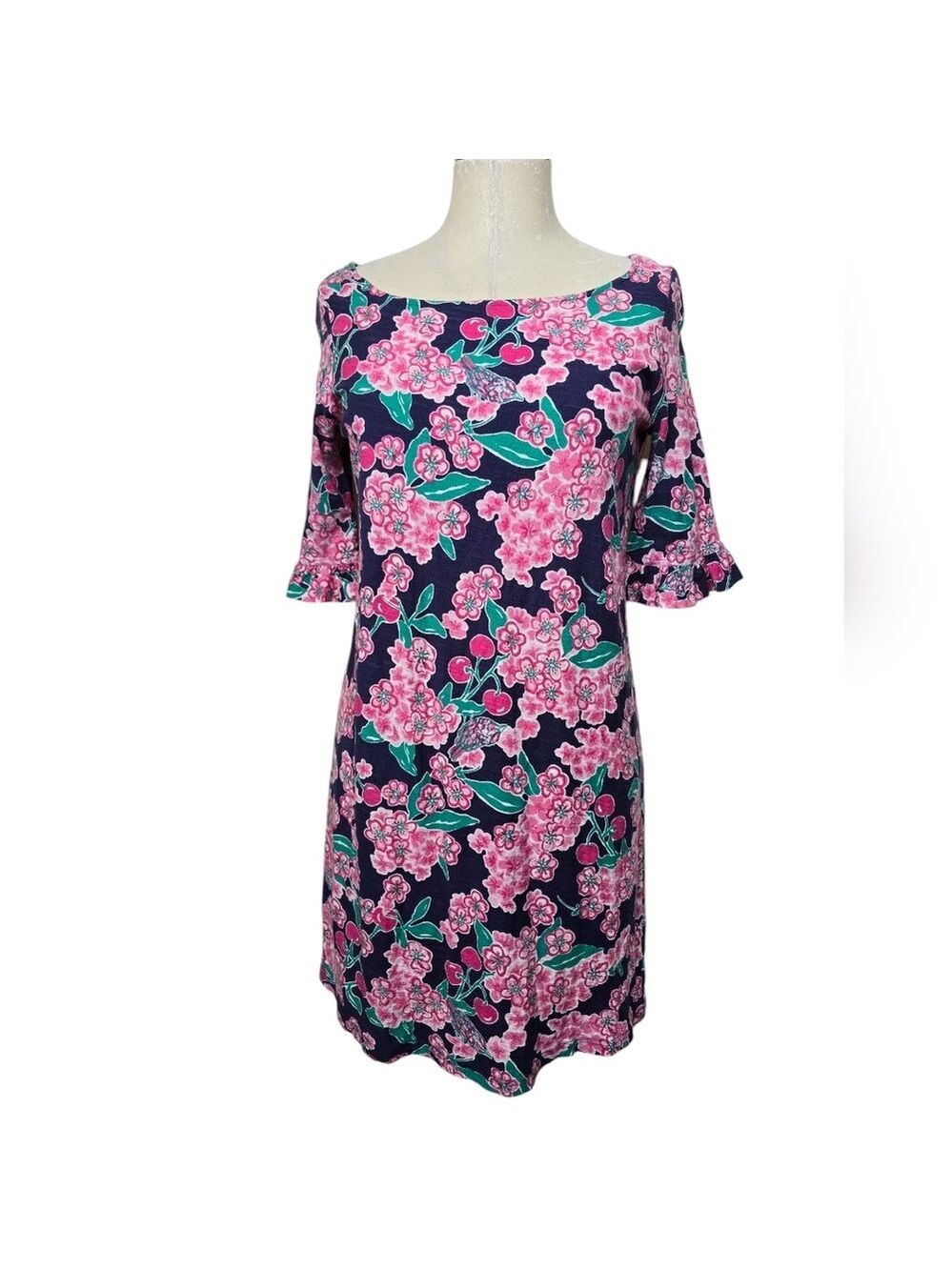Lilly Pulitzer Somerset Cherry Blossom Pink Blue Dress Small